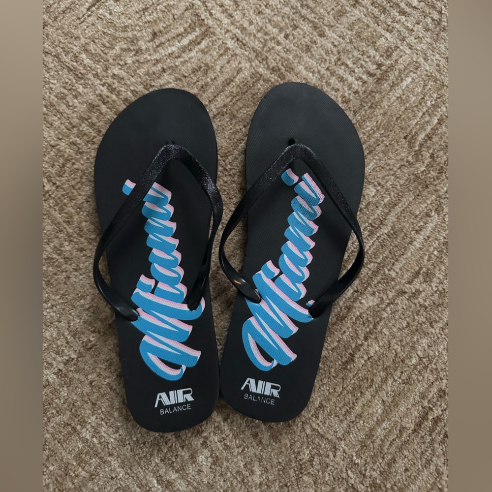 Air Balance Black Flip Flops with Vibrant Design